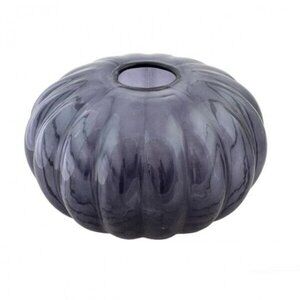 Gunnel Sahlin Vase Ikea Large glass Purple flash paint 1990s Pumpkin shaped 9.5"